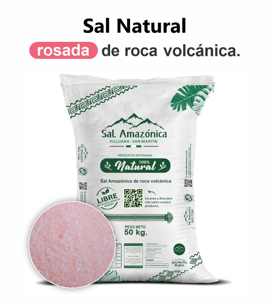 SAL AMAZONICA ROSADA FINA - A GRANEL EN SACOS DE 50 KG